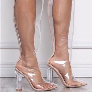 Cape Robbin Clear Thigh High Boots Heel